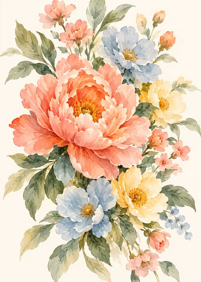 Watercolor Floral Bouquet Illustration