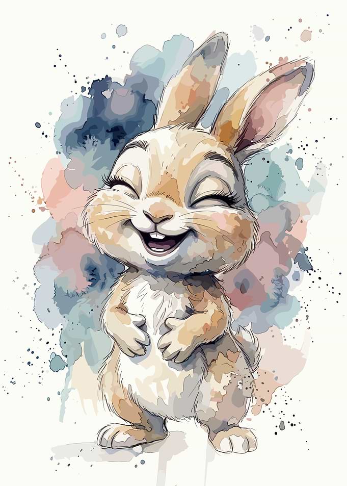 Cheerful Watercolor Bunny Illustration