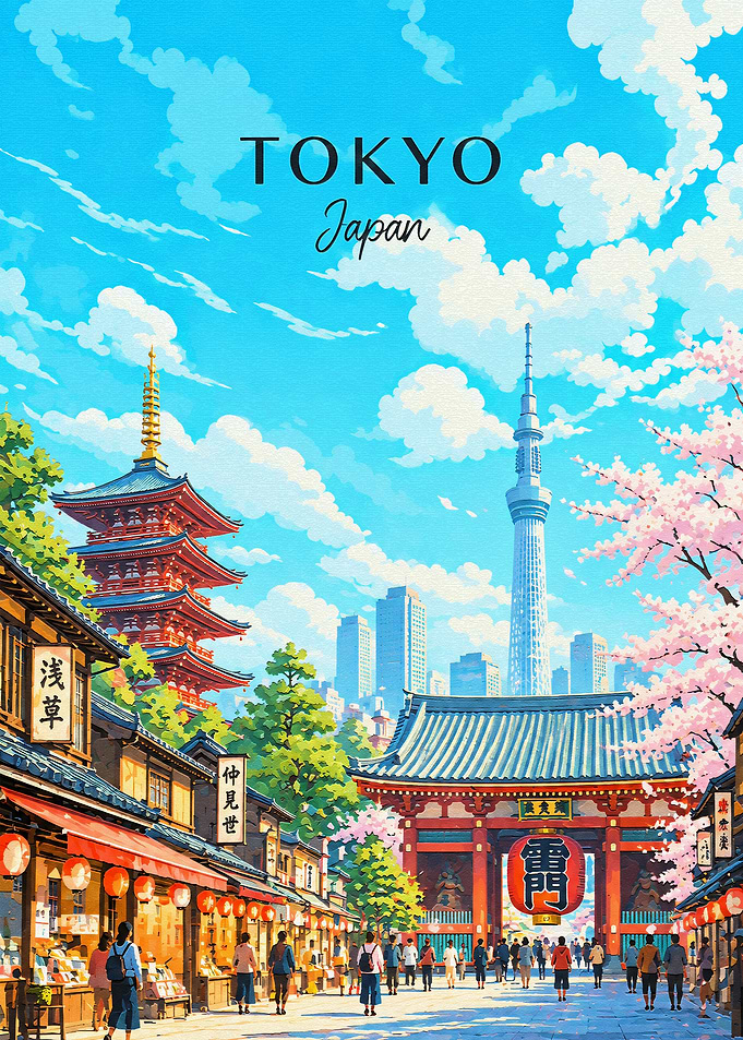 Tokyo Japan Travel Poster Art