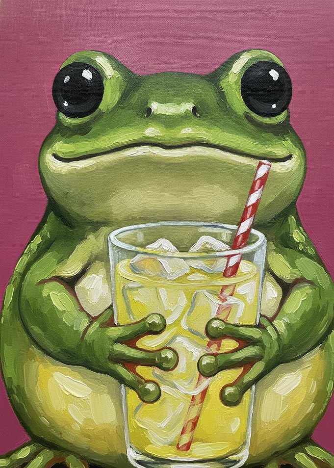 Cute Frog Holding Lemonade
