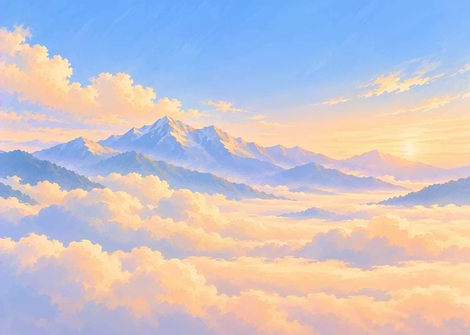 Serene Mountain Peaks Above Clouds