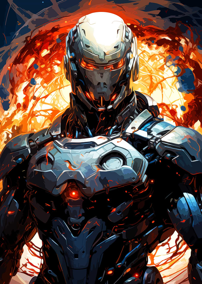 Futuristic Armored Cyborg Warrior