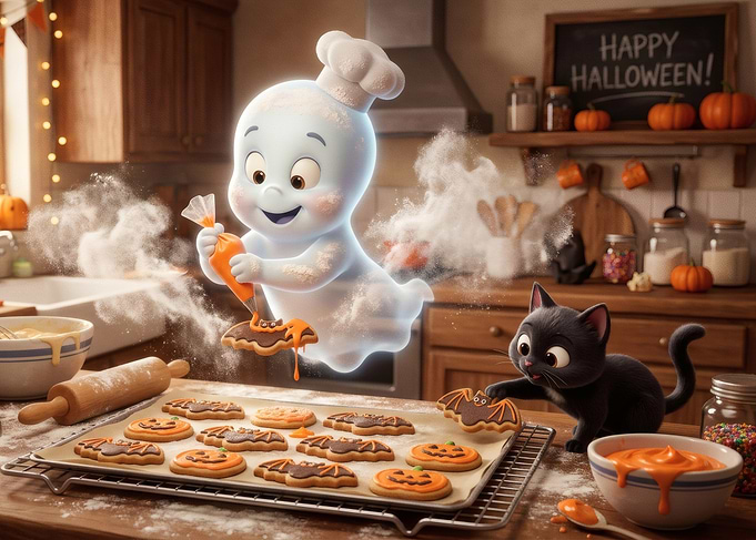 Cute Ghost Baking Halloween Cookies