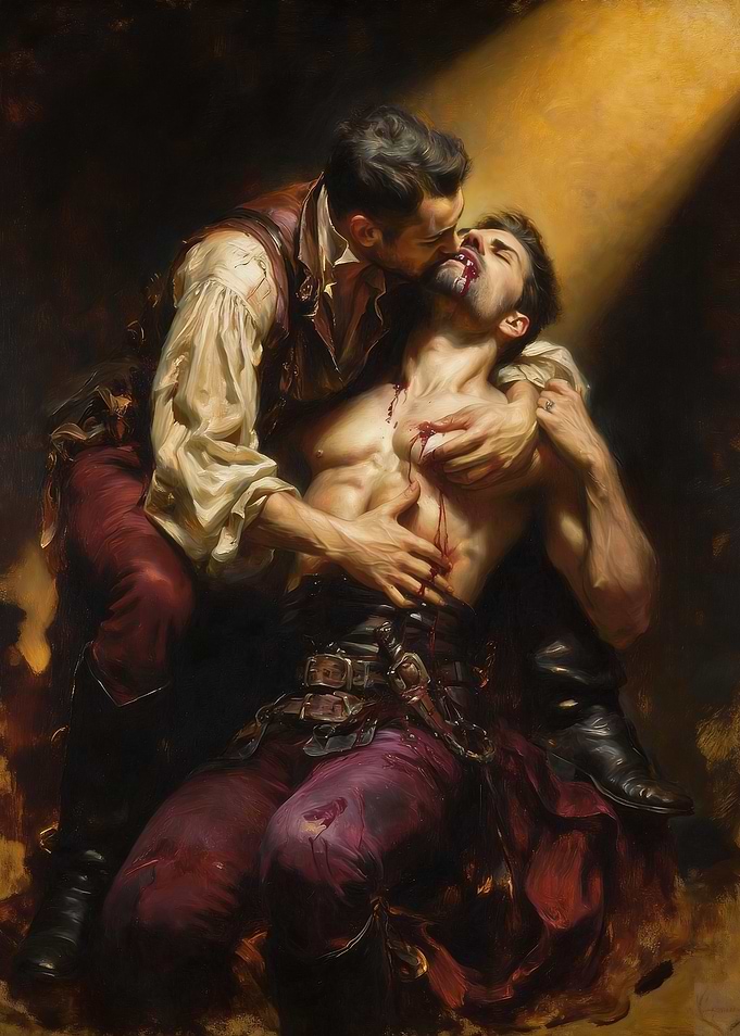 Vampire Embrace Oil Painting