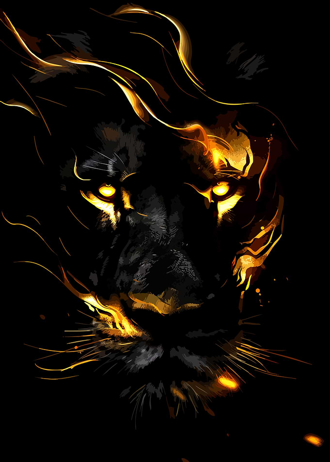 Fiery Black Panther Portrait
