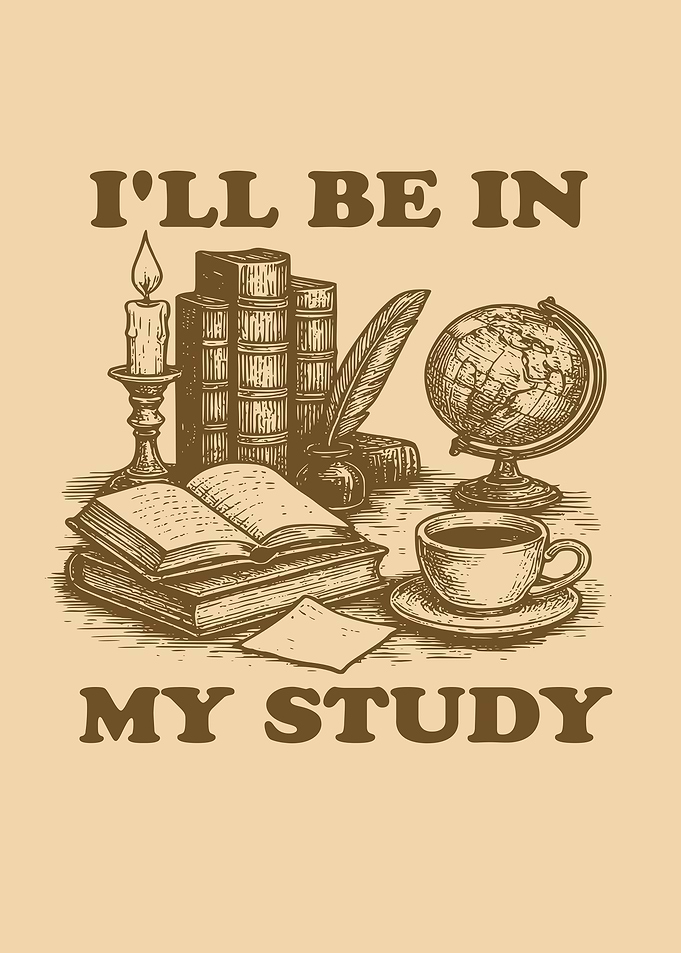 I'll Be In My Study Illustration