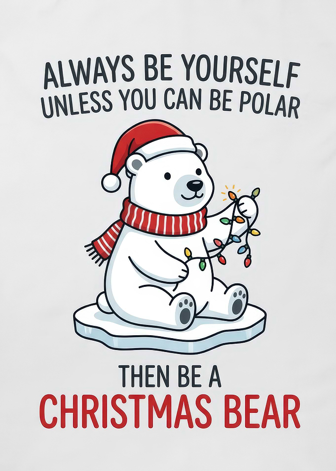 Cute Polar Bear Christmas Illustration