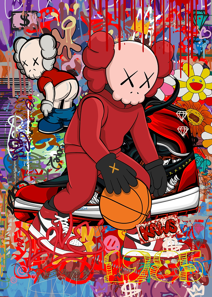 KAWS Basketball Street Art Poster