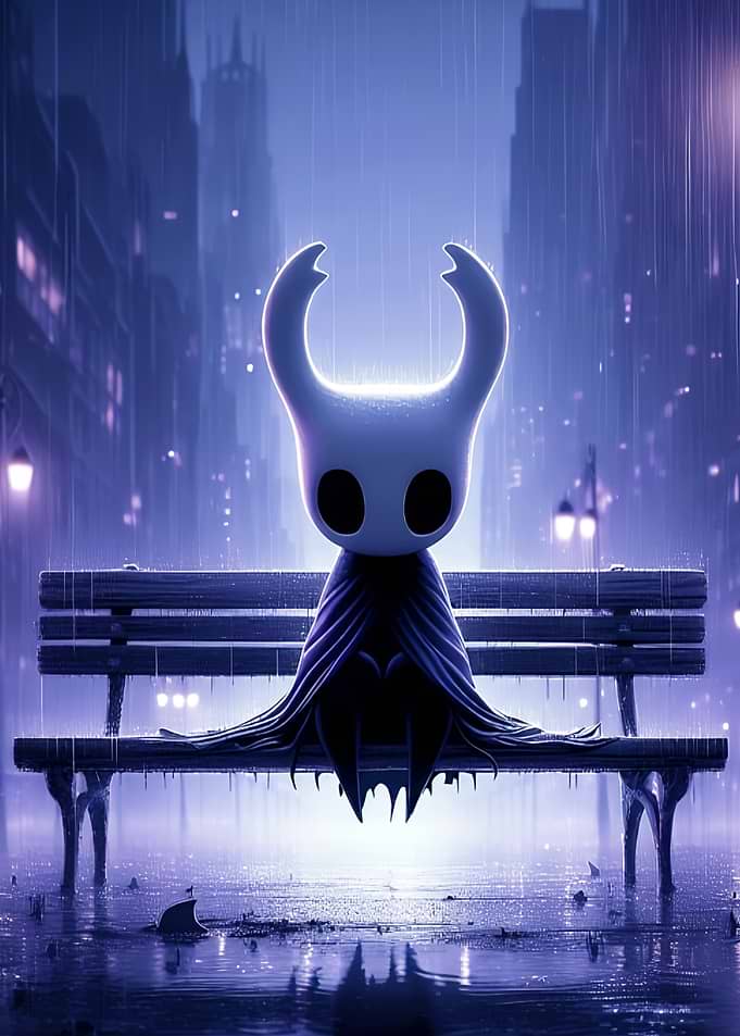 Hollow Knight Sitting on Bench