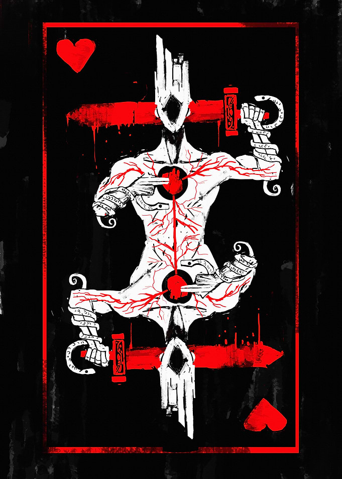 Surreal Heart Playing Card Illustration
