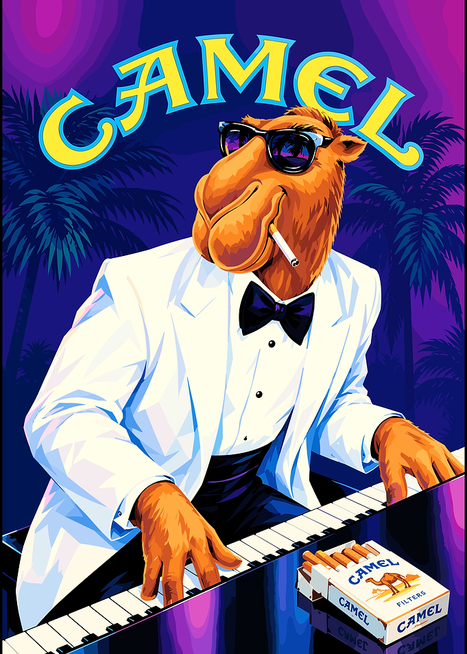 Joe Camel Playing Piano Poster