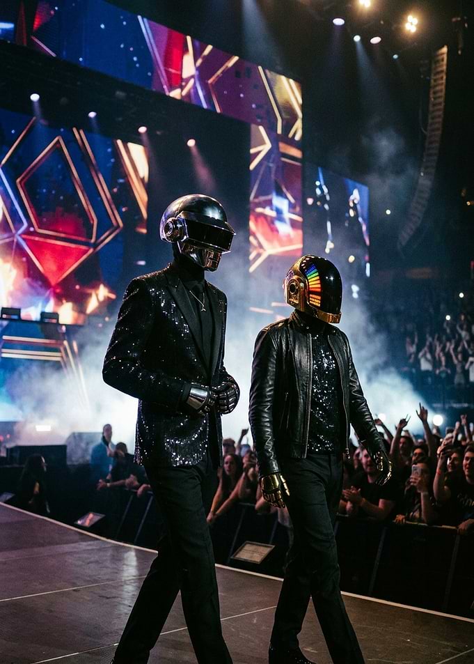Daft Punk performing on stage