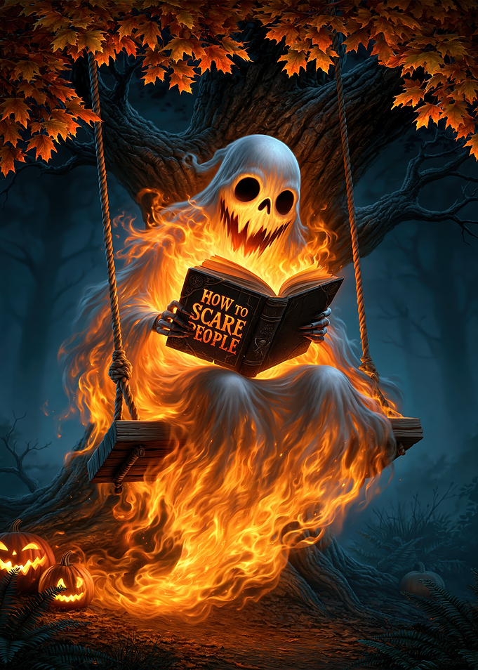 Fiery Ghost Reading Halloween Book