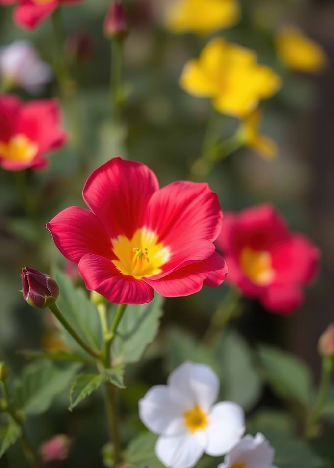 Vibrant Red and Yellow Garden Flowers
