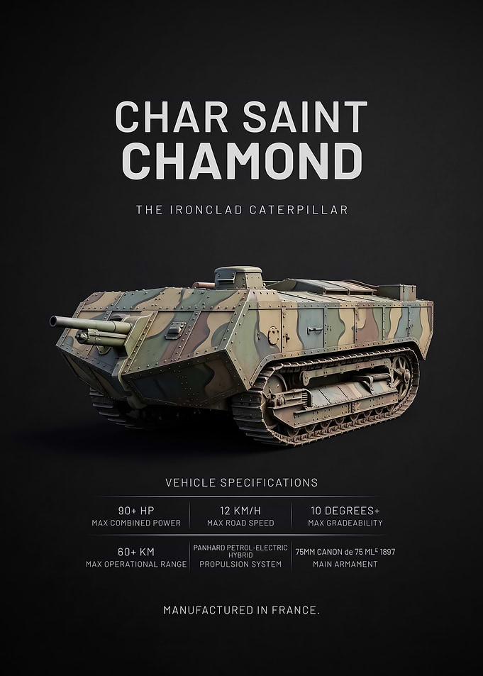 black background minimalism char Saint Chamond Tank Infographic