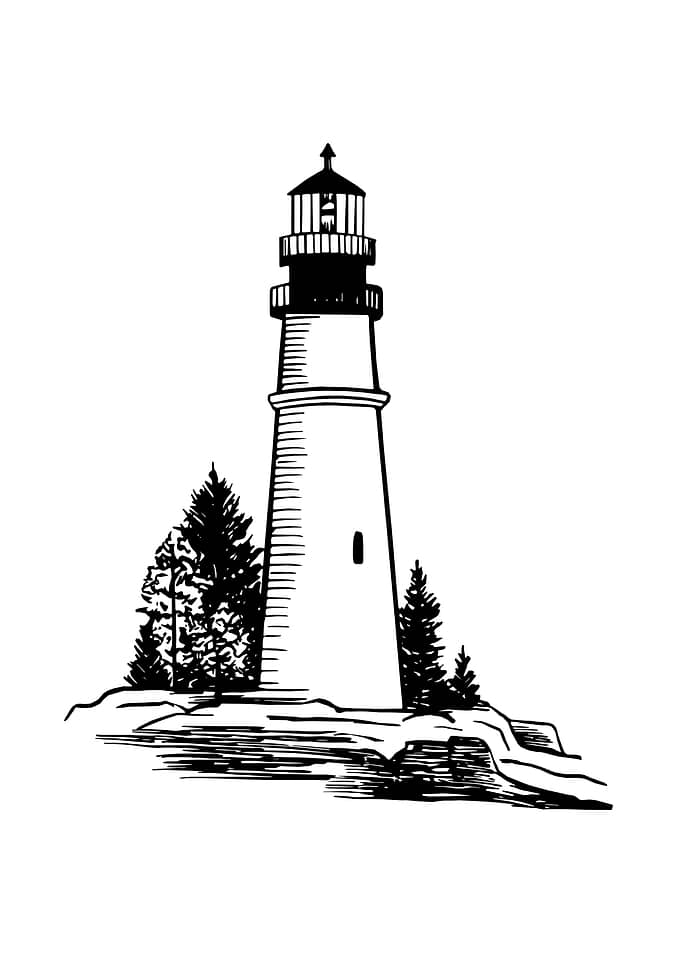 Minimalist Black and White Lighthouse Illustration