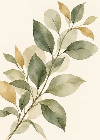 Watercolor Botanical Leaf Branch Illustration