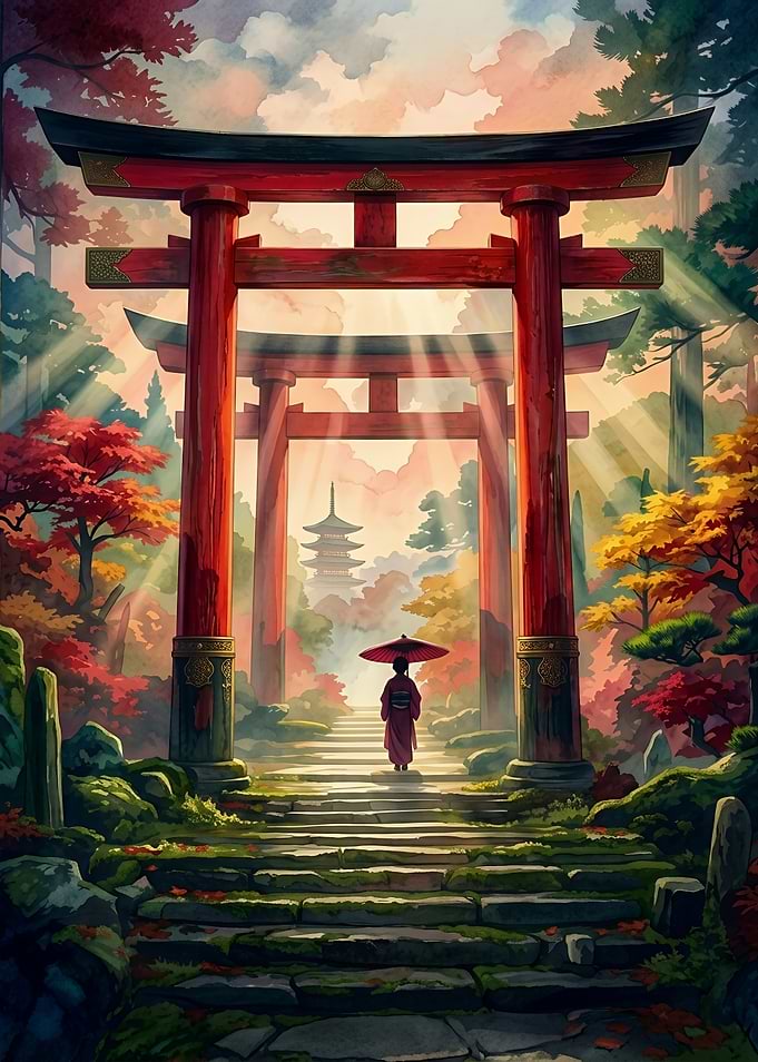 Japandi Zen Garden Torii Gate
