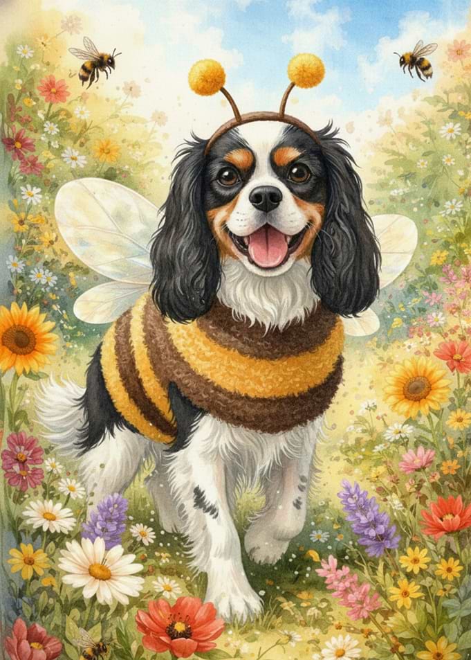 Cavalier King Charles Spaniel Bee Costume