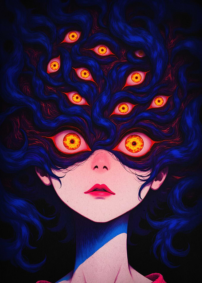 Multi Eyed Horror Surreal Dark Art