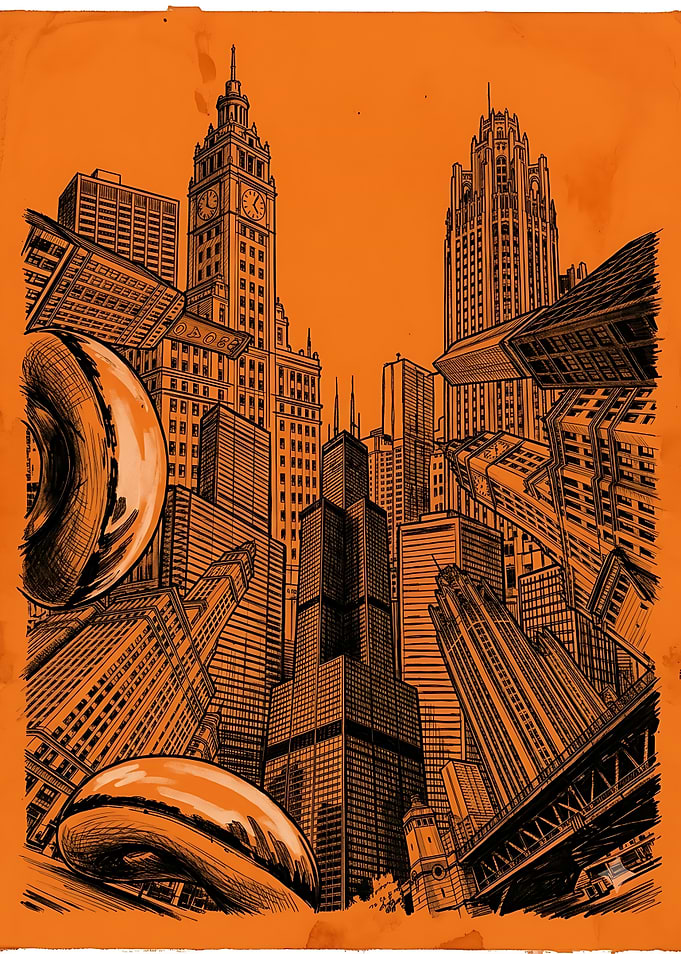 Chicago Skyline Artistic Illustration