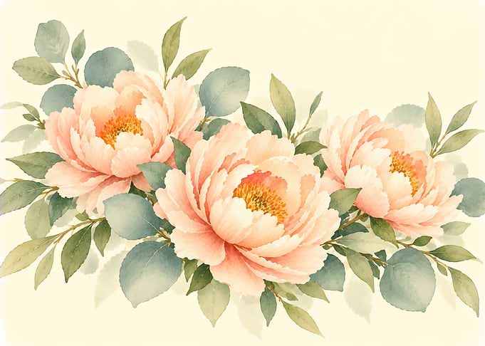 Soft Watercolor Peony Floral Arrangement