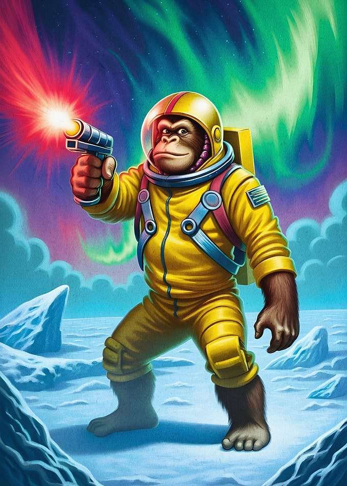 Space Monkey Laser Retro Art