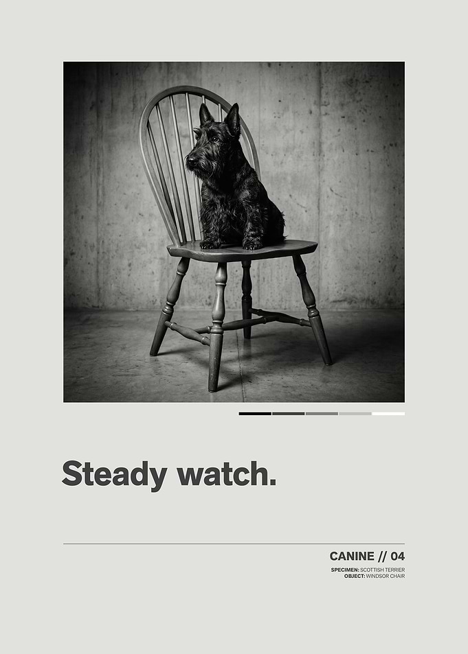Scottish Terrier on Windsor Chair // Minimalist Swiss-Style Poster