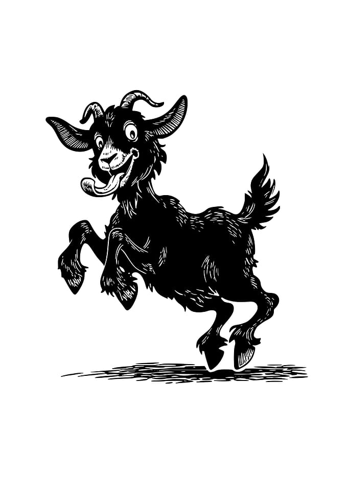 Playful Black Goat Illustration