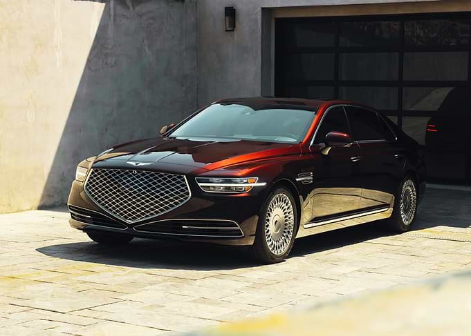 Dark Red Genesis G90 Luxury Sedan