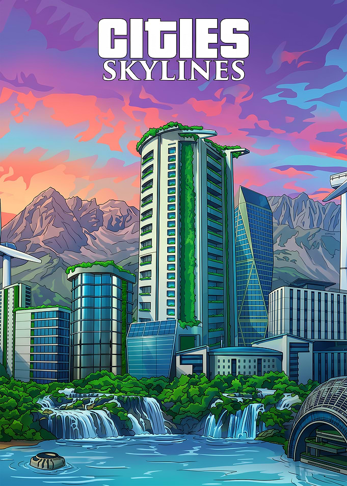 Cities Skylines Futuristic Cityscape Poster