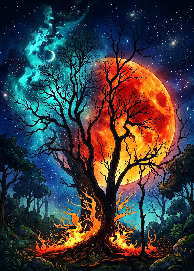 Cosmic Tree Mystic Night Poster
