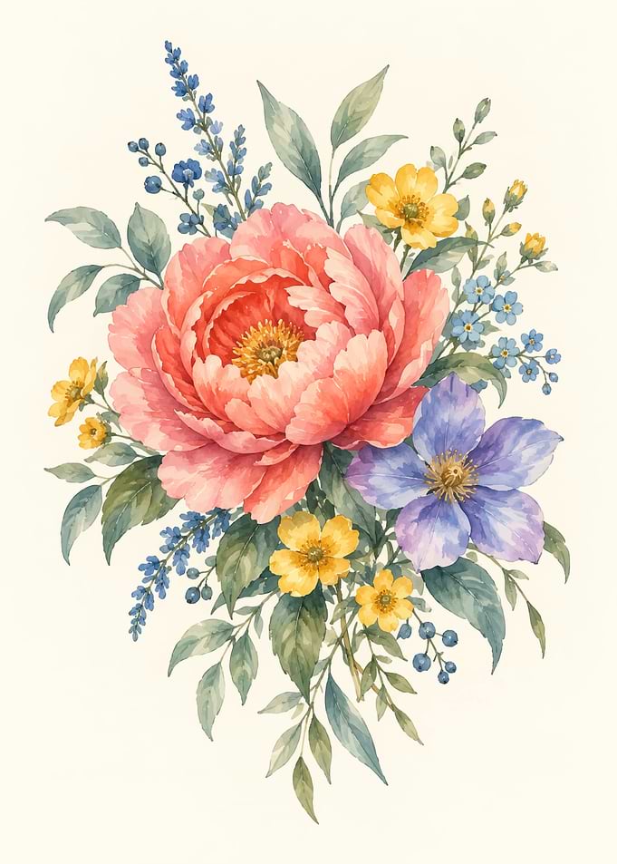 Watercolor Floral Bouquet Illustration