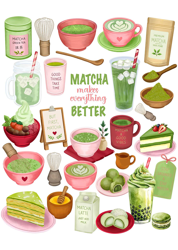 Matcha Makes Everything Better Illustration
