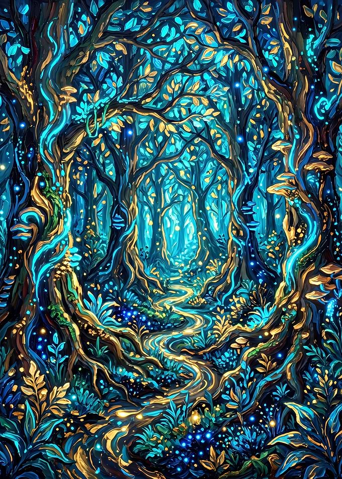 Enchanted Glowing Forest Path