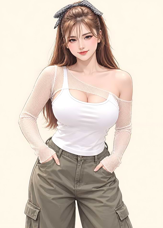Stylish Young Woman in Cargo Pants