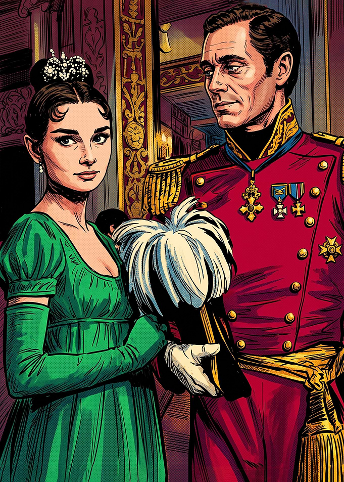Regency Era Couple Portrait Illustration