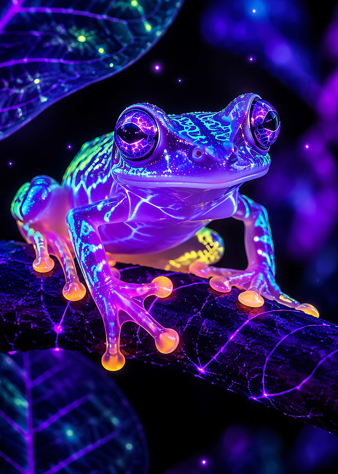 Neon Bioluminescent Tree Frog