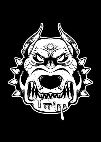 Aggressive Pitbull Dog Head Illustration