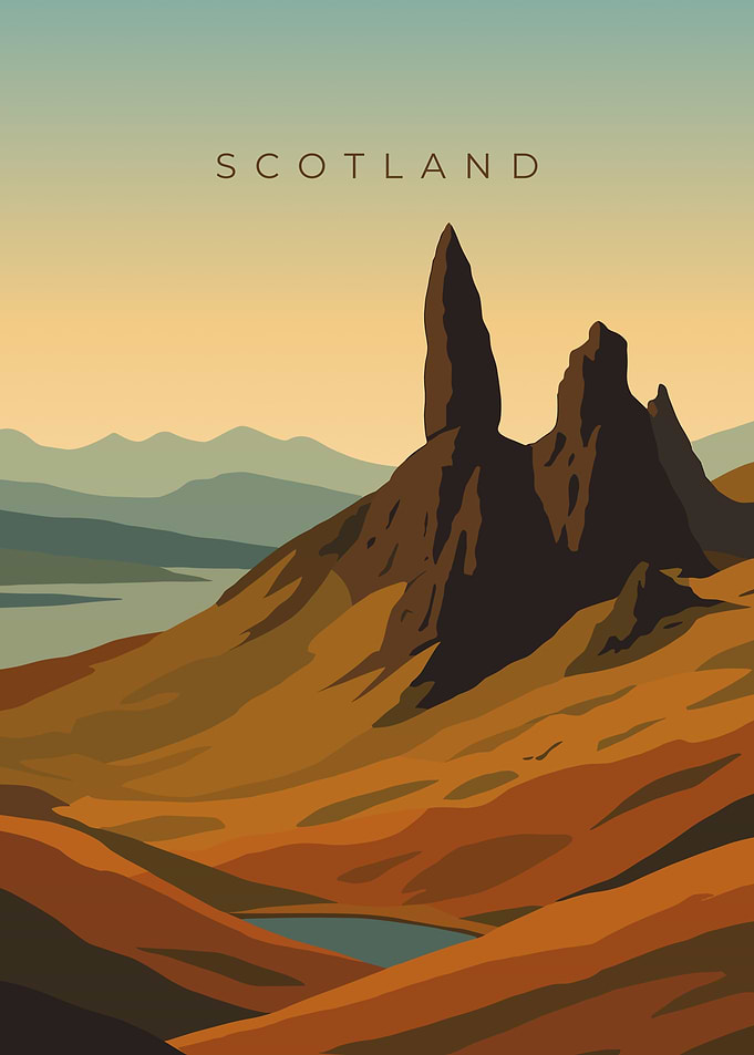 Scotland Old Man of Storr | Minimal Vintage Travel Poster