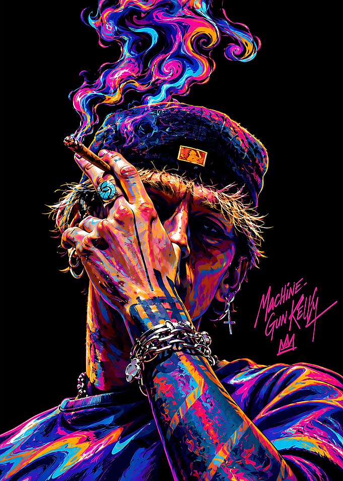 Machine Gun Kelly Psychedelic Portrait