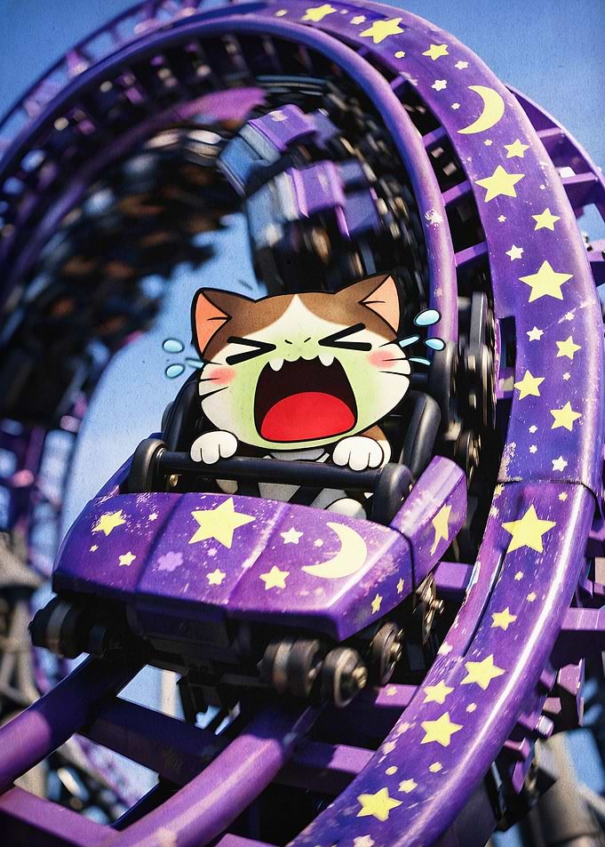 Scared Cat Roller Coaster Poster