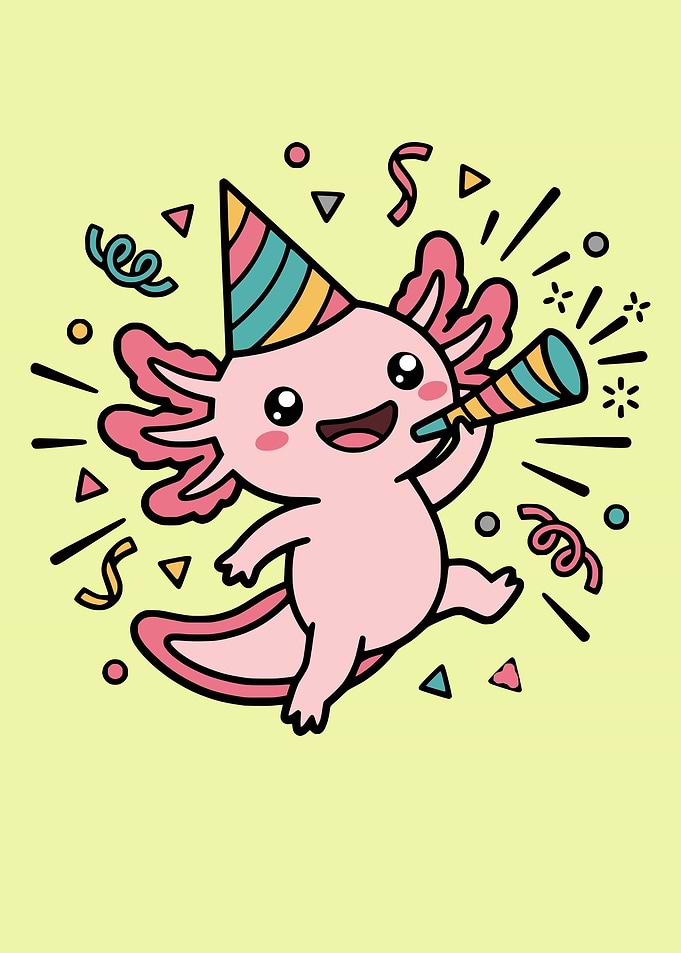 Cute Party Axolotl birthday