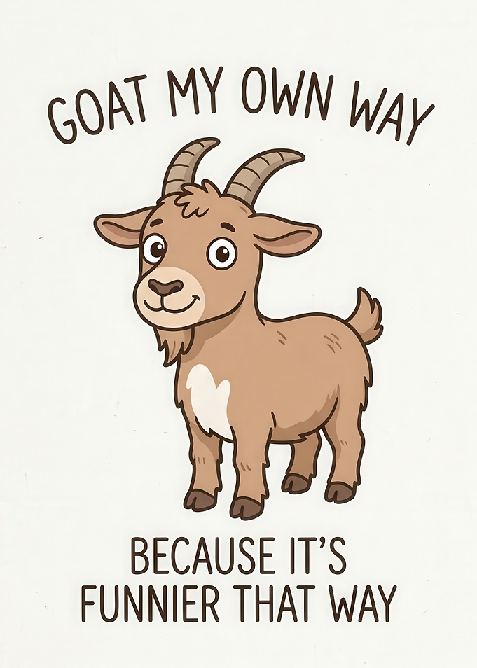 Goat My Own Way Funny Illustration