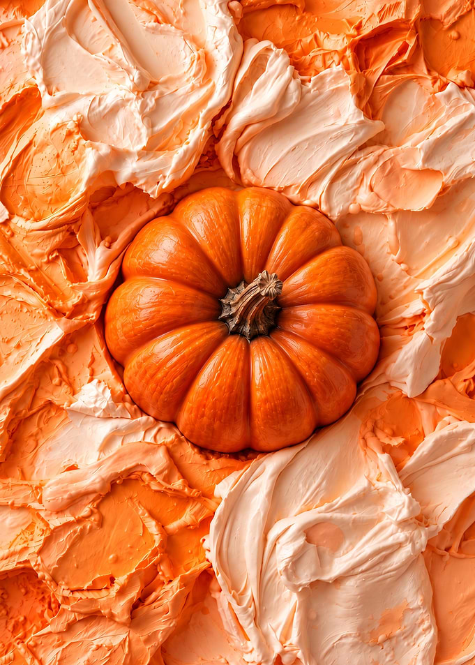 Orange Pumpkin Impasto Fall Art