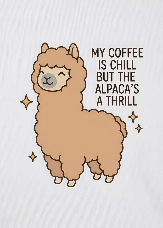 Cute Alpaca Coffee Pun Illustration