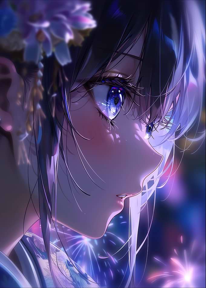 Fireworks in Her Eyes - Ethereal Yukata Girl