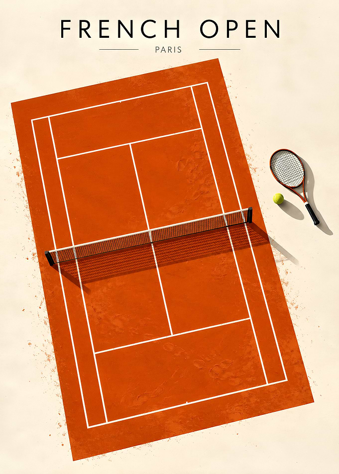 French Open Tennis Court Poster