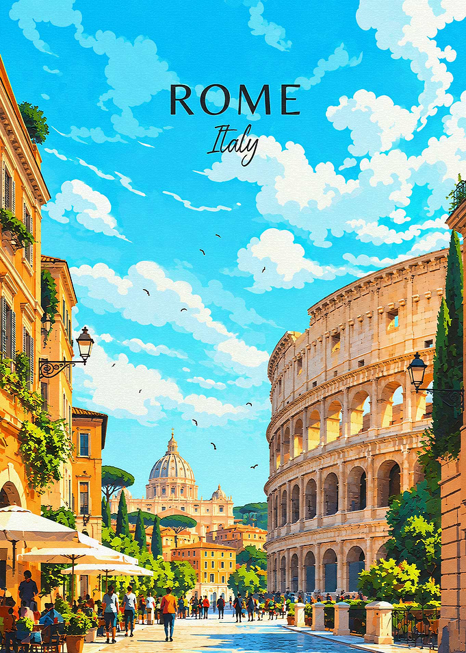 Rome Italy Travel Poster Art