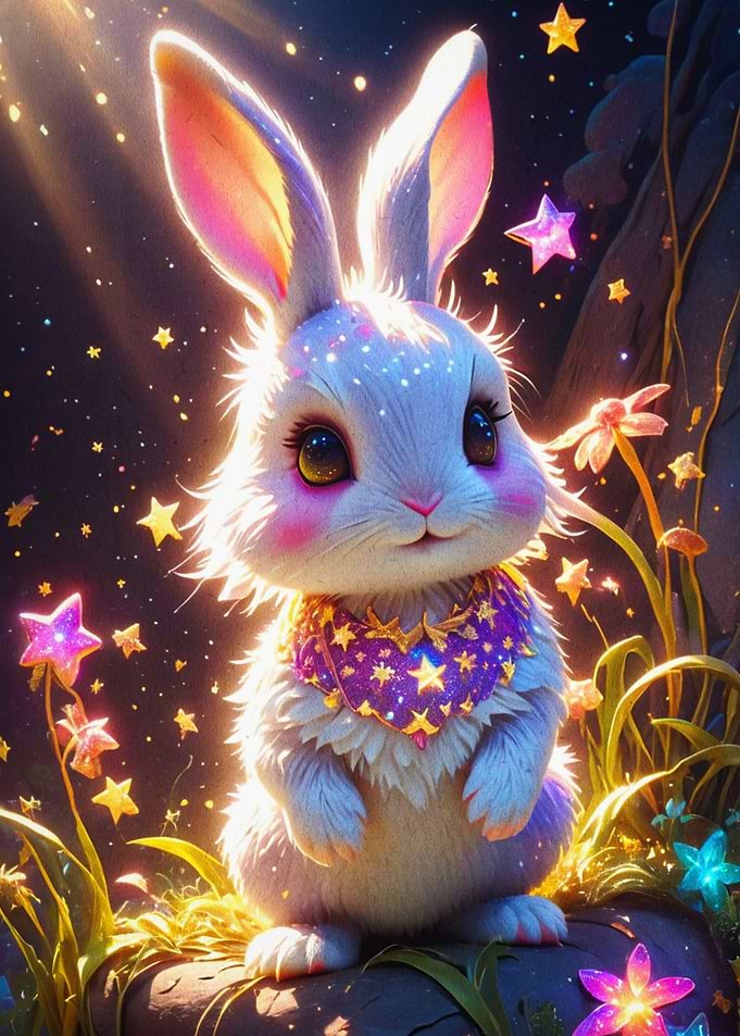 Cosmic Bunny Glowing Stars Magic Ar